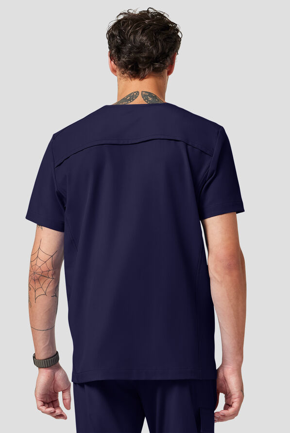 Camisa m&eacute;dica Healing Hands Quest Avery STRETCH con 4 bolsillos y cuello en Y para hombre - Navy - 4