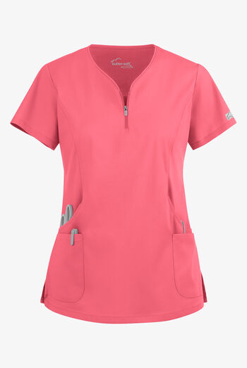 Blusa médica UA Butter-Soft STRETCH con cremallera en el cuello curvo y 4 bolsillos para mujer