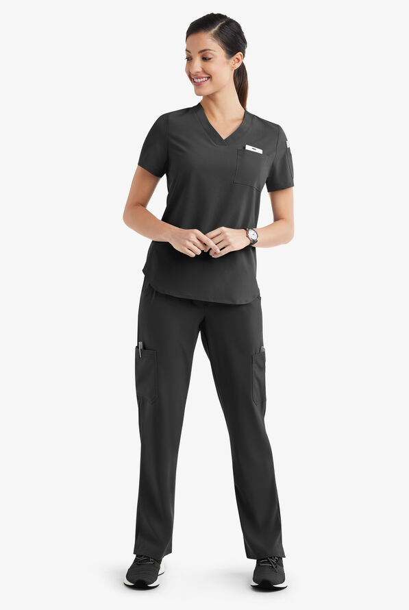 Conjunto de uniforme m&eacute;dico Tafford Active Stretch con 7 bolsillos para mujer - Onyx Black - 2