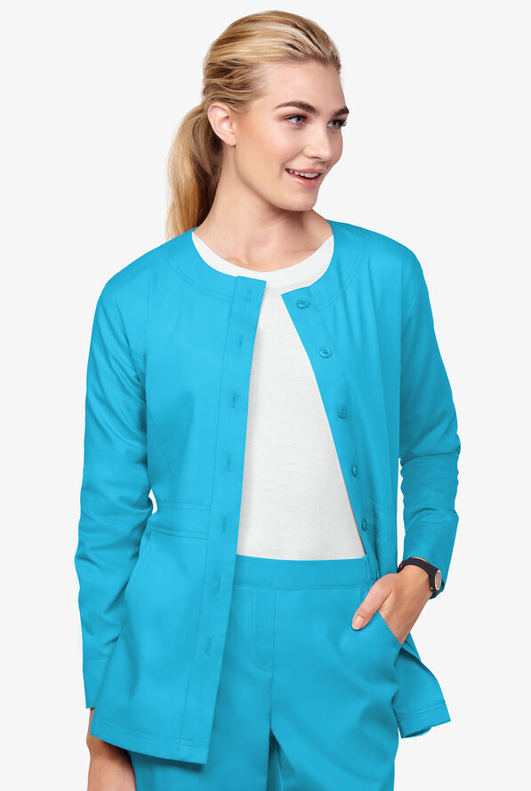 UA ButterSoft Button Front Scrub Jacket, Solid Warmup Scrub Jackets