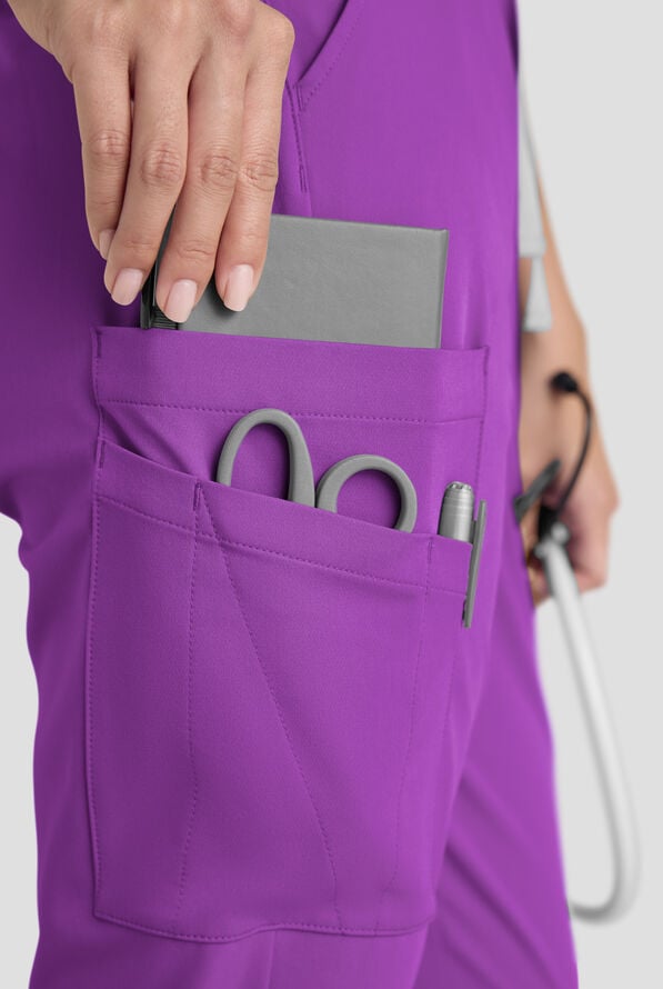 ReSurge Topaz Women's 11-Pocket Drawstring Scrub Pants - Fresh Purple - 3