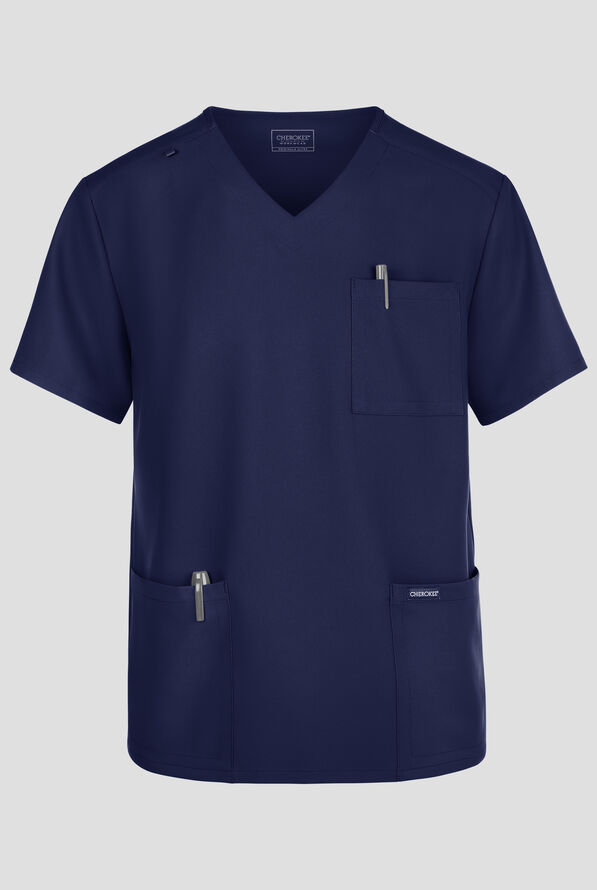 Cherokee Workwear Originals Ultra Men's 3-Pocket V-Neck Scrub Top - Navy - 1