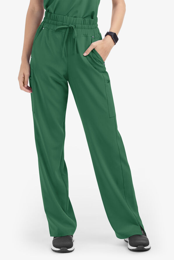 Easy STRETCH Ellie Women's 5-Pocket High Waisted Wide Leg Scrub Pants - Tall - Hunter - 1