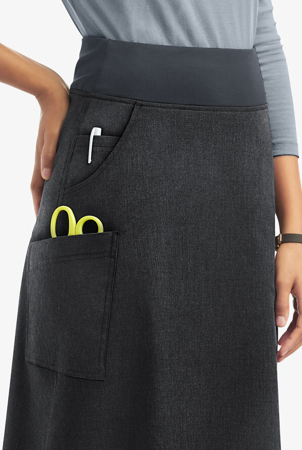 Butter-Soft STRETCH Women's 3-Pocket Ankle Length Scrub Skirt - Heather Charcoal/Pewter - 3