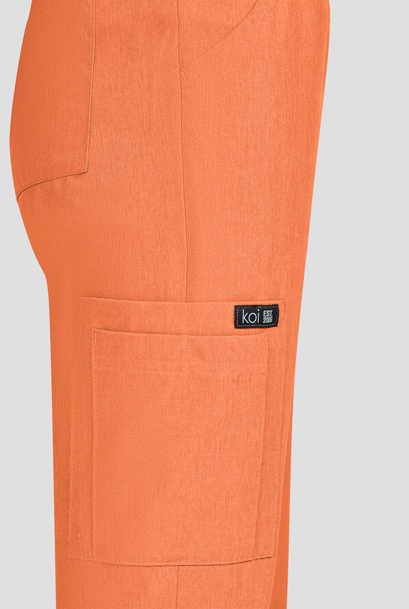 koi Basics Wrenlee Women's 6-Pocket STRETCH Bootcut Scrub Pants - Heather Apricot - 2