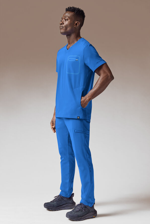 Camisa médica Hypothesis System 3 con cuello en V y 3 bolsillos para hombre - Royal - 2