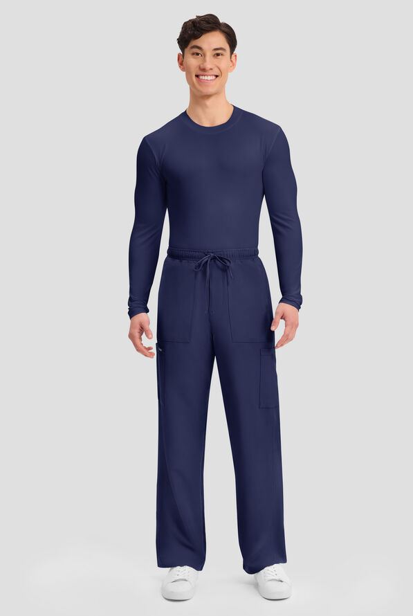 Cherokee Workwear Originals Ultra Men's 6-Pocket Straight Leg Drawstring Cargo Scrub Pants - Navy - 4