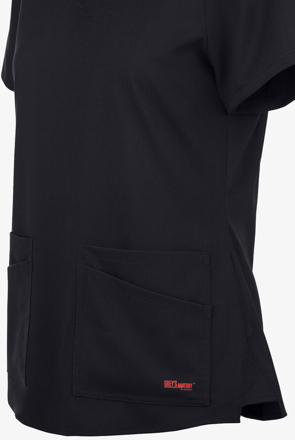 Grey's Anatomy by Barco Spandex STRETCH Emma Women's 4-Pocket V-Neck Scrub Top - Black - 4