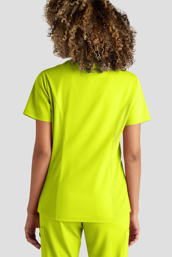 Butter-Soft STRETCH FLXTEK+ Women's 3-Pocket Crew Neck Scrub Top - Lime Crush - 6