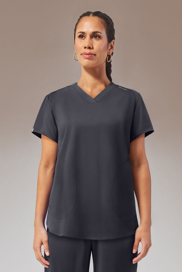 Blusa médica Hypothesis STRETCH estilo túnica con 2 bolsillos para mujer - Pewter - 1