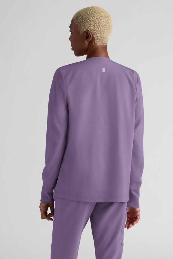 Easy STRETCH Rachel Women's 3-Pocket Snap Front Scrub Jacket - Purple Dusk - 2