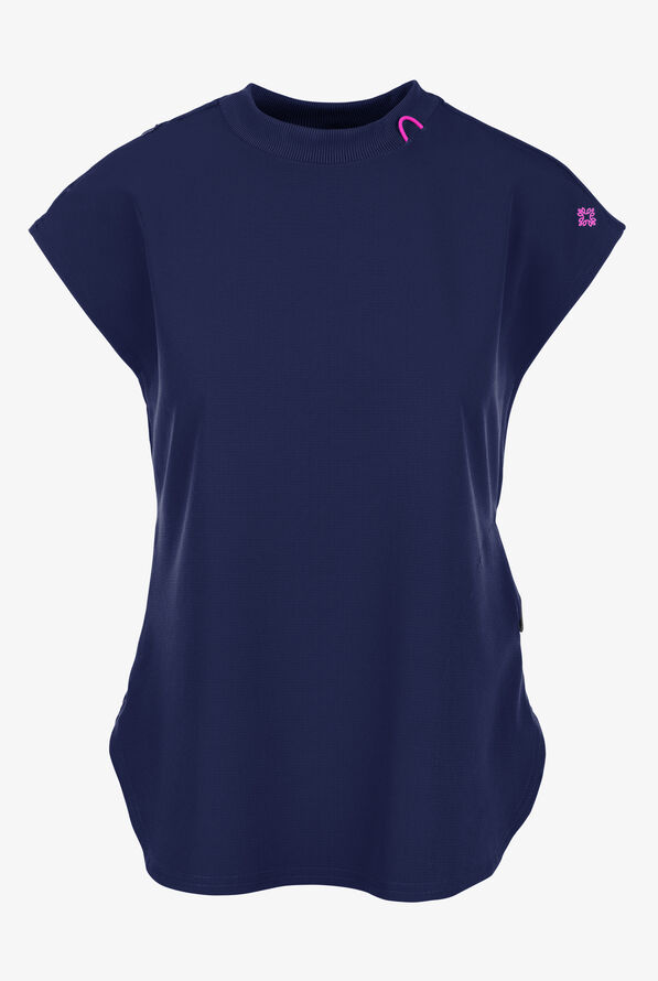 Med Couture Amp Women's 2-Pocket STRETCH Tuck in Dolman Crew Neck Scrub Top - Navy - 1