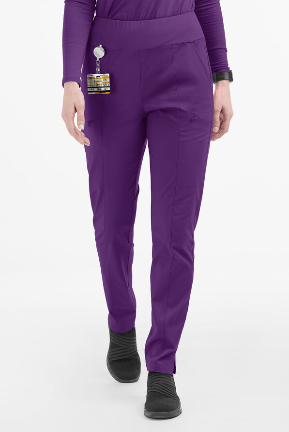 Pantalón médico Butter-Soft de tiro alto con piernas delgadas estilo yoga y 6 bolsillos para mujer - Eggplant - 1