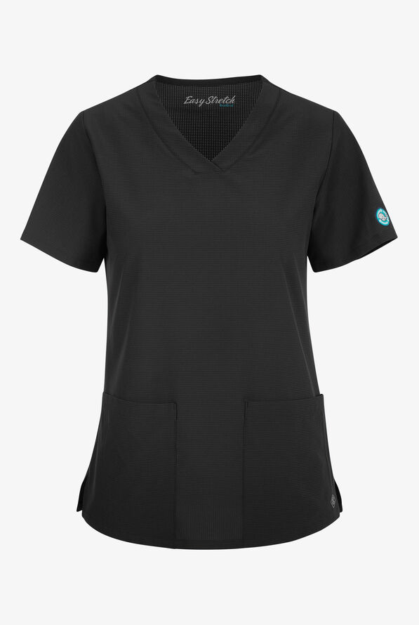 Easy Stretch EcoGrid Alana Women's 3-Pocket Scrub Top - Onyx Black - 1