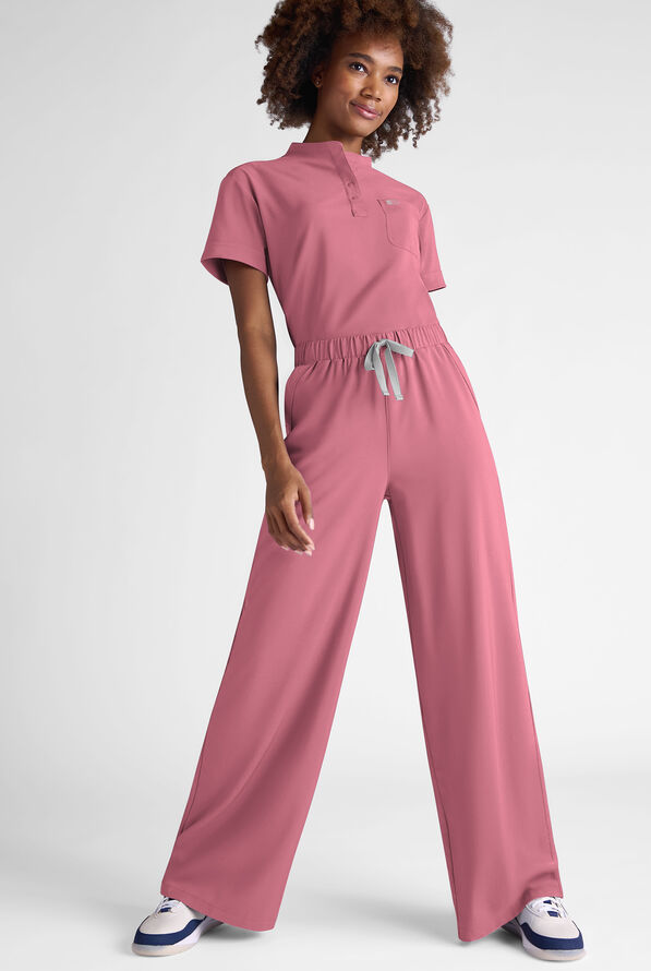 Easy STRETCH Hunter Women's 6-Pocket Relaxed Fit Wide Leg Scrub Pant - Tea Rose - 2