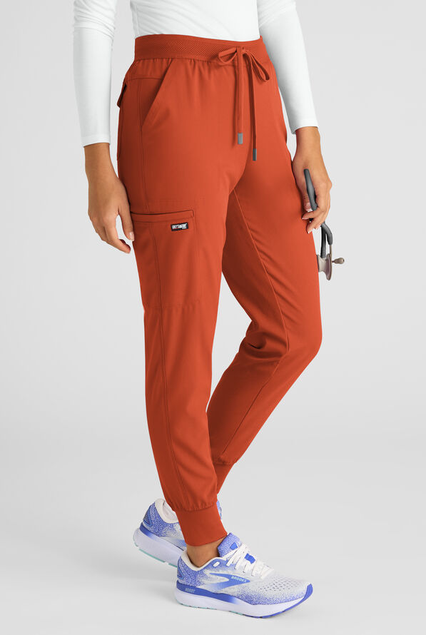 Pantalón médico Grey's Anatomy by Barco Emerge Rylee STRETCH de tiro medio estilo jogger con 6 bolsillos para mujer - Warm Sienna - 1