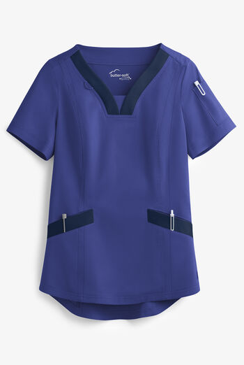 Blusa m&eacute;dica UA Butter-Soft STRETCH con cuello en V curvo y 4 bolsillos para mujer