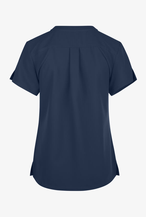 Med Couture Insight Women's 1-Pocket Tuck In V-Neck Scrub Top - Navy - 2