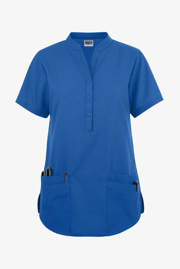 Strictly Scrubs Women's 6-Pocket Mandarin Collar Scrub Top - Royal - 1