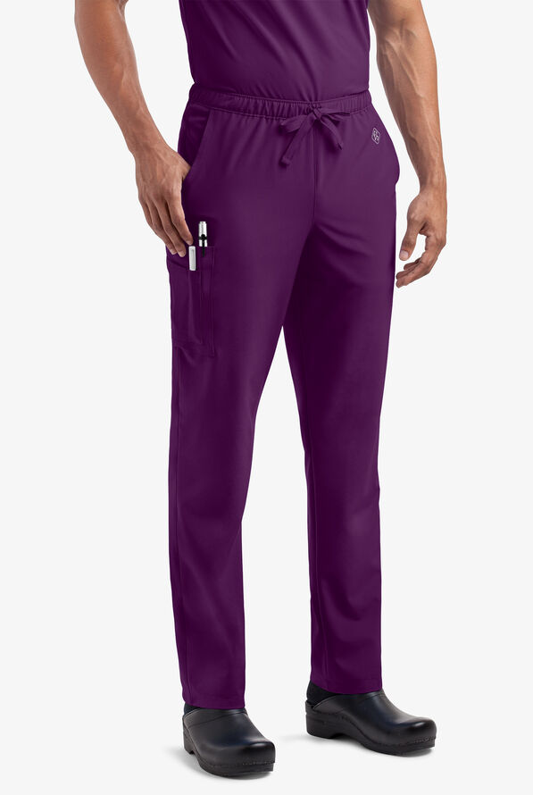 Easy STRETCH Morgan Unisex 5-Pocket Drawstring Scrub Pants - Eggplant - 2