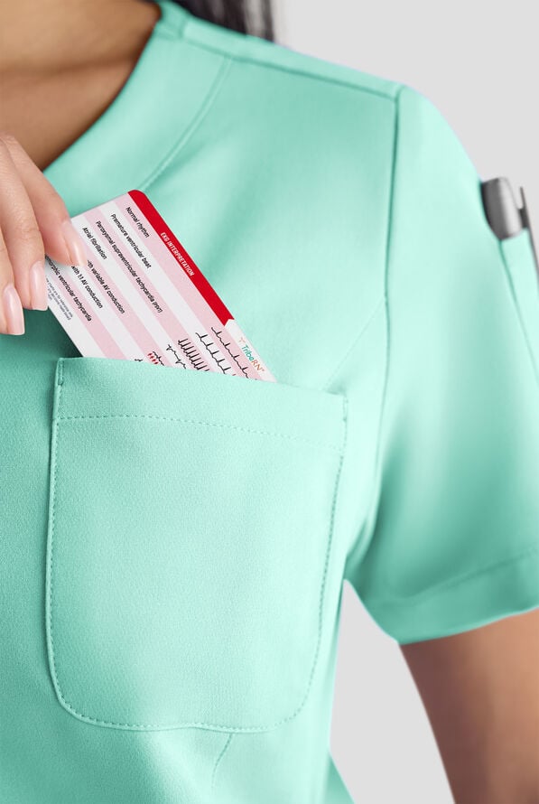 ReSurge Diamond Women's 3-Pocket V-Neck Tuck In / Wear Out Scrub Top - Jelly Mint - 4