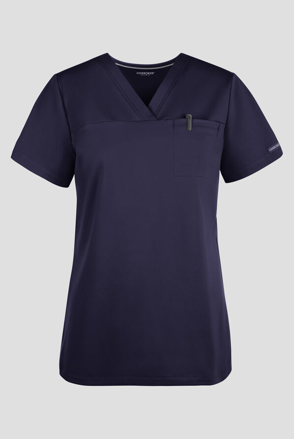 Cherokee Achieve Women's 1-Pocket Tuck in V-Neck Scrub Top - Navy - 1