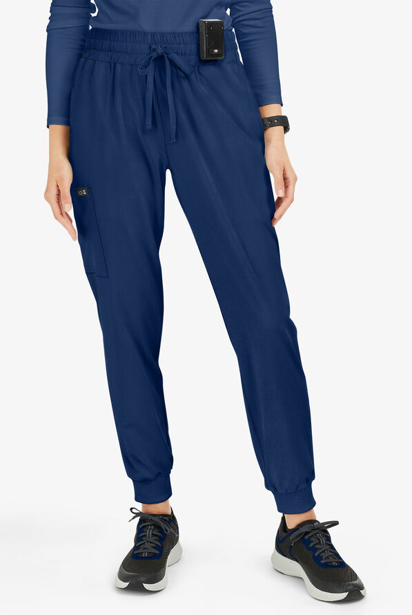 koi Basics Gemma Women's 5-Pocket STRETCH Cargo Jogger Scrub Pants - Navy - 1