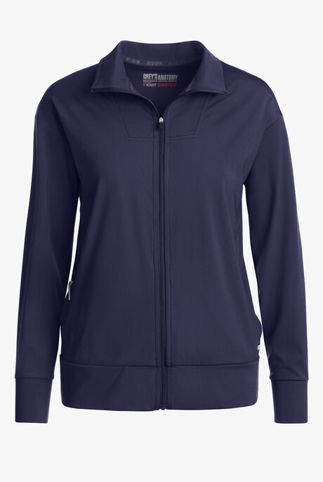 Grey's Anatomy by Barco Knit STRETCH Ease Warm Up Women's 4-Pocket Zip Front Scrub Jacket