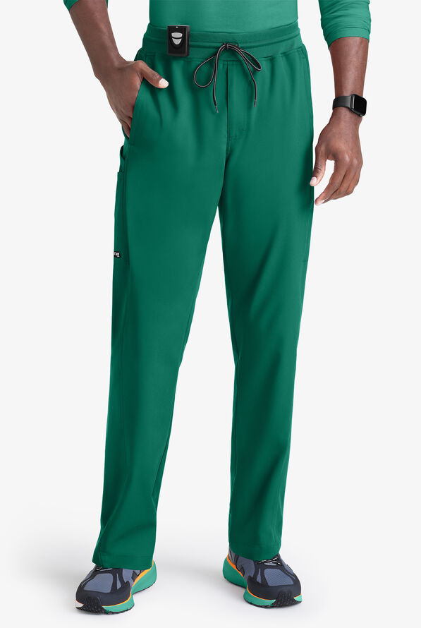 Grey's Anatomy by Barco Spandex STRETCH Hudson Men's 6-Pocket Slim Straight Cargo Scrub Pants - Hunter - 1