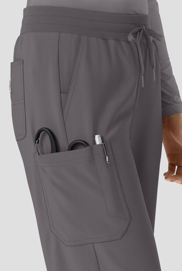 Pantal&oacute;n m&eacute;dico Carhartt Cross-Flex Force STRETCH de corte acampanado estilo cargo con cord&oacute;n convertible y 6 bolsillos para mujer - Pewter - 3