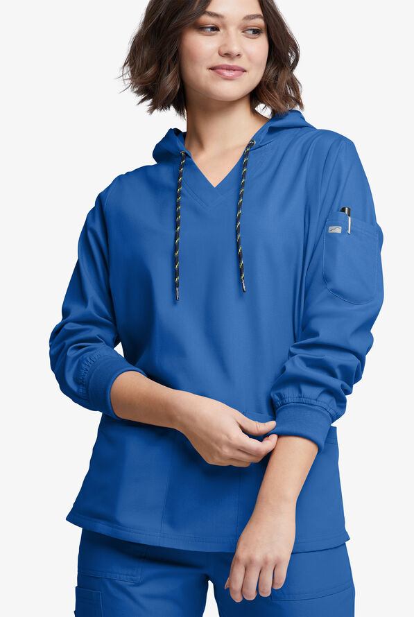 Strictly Scrubs Women's 5-Pocket Long Sleeve Pullover Hoodie - Royal - 2