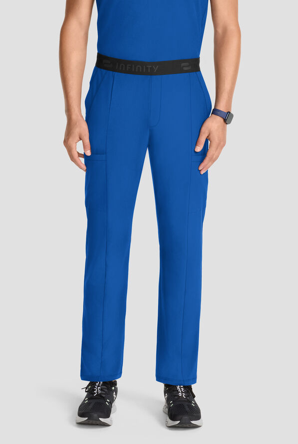 Infinity GNR8 Men's 5-Pocket STRETCH Logo Waistband Straight Leg Cargo Scrub Pant - Royal - 1