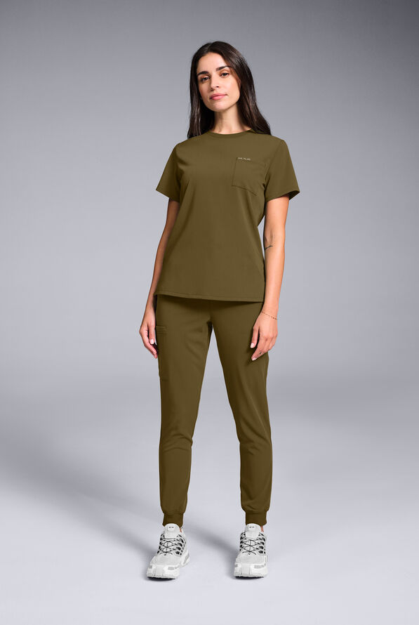 Hypothesis Women's Base Crew-Neck Tuck-In Scrub Top - Dark Moss - 2