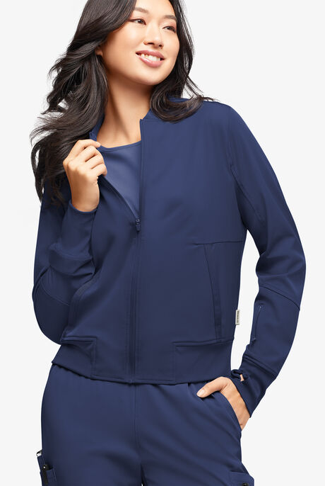 Chaqueta médica WhisperLite NOA Lightweight estilo aviadora con 4 bolsillos para mujer