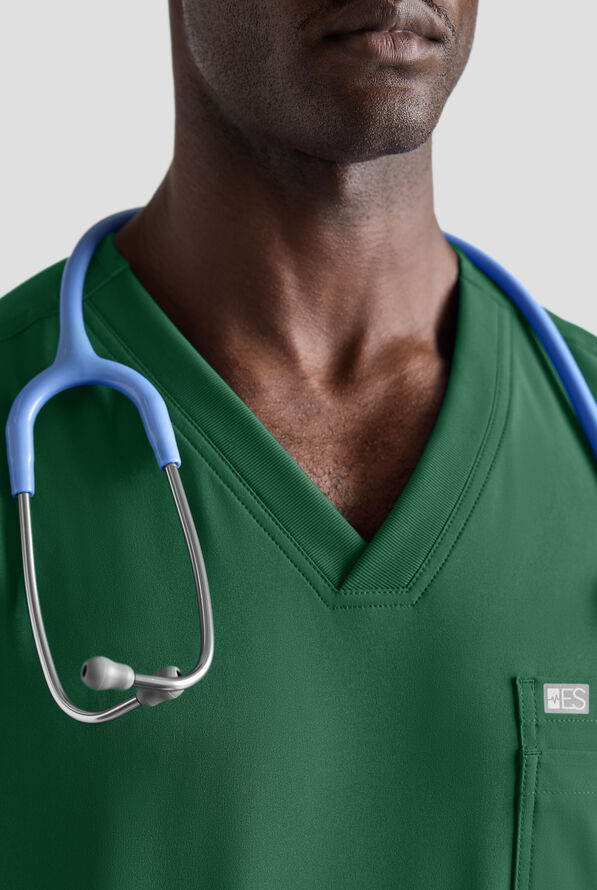 Easy STRETCH Men's 5-Pocket V-Neck Scrub Top - Hunter - 3