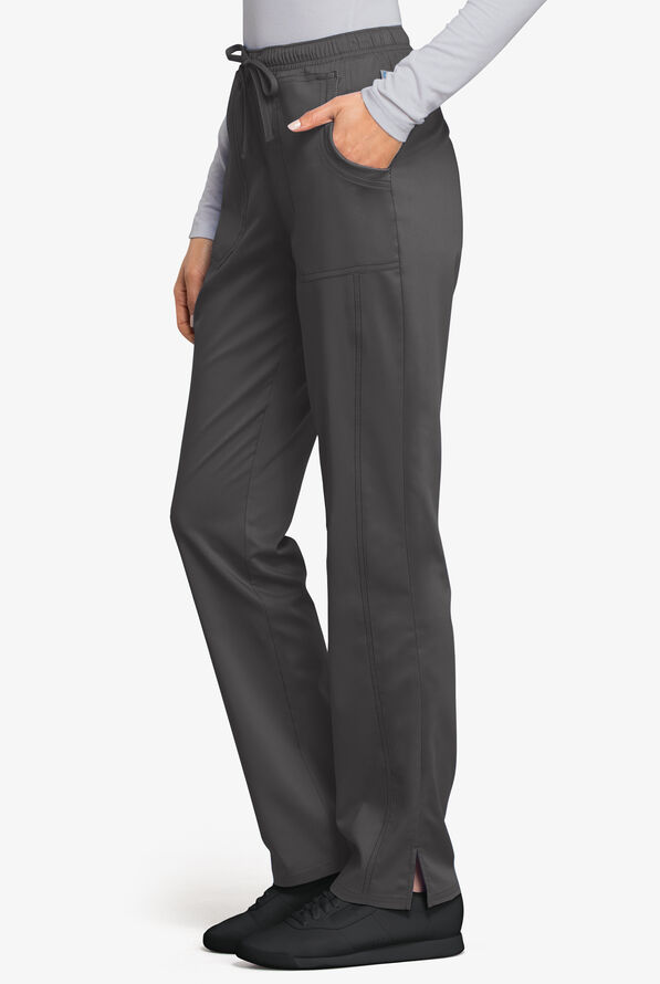 Cherokee Workwear Revolution Tech Women's 4-Pocket STRETCH Drawstring Scrub Pants - Pewter - 4