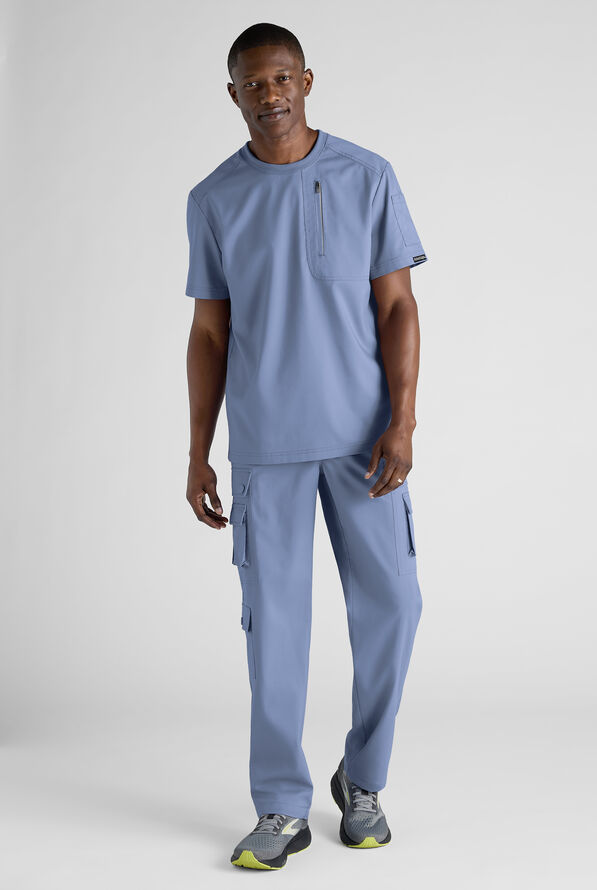 Advantage STRETCH Men's 3-Pocket Crew Neck Scrub Top - Ceil Blue - 8