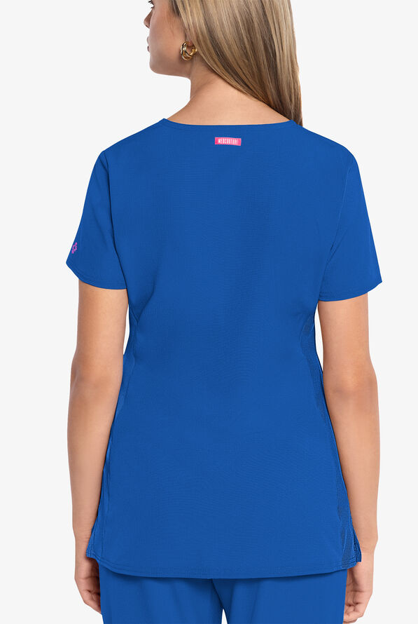 Med Couture Amp Women's 3-Pocket STRETCH V-Neck Scrub Top - Royal - 3