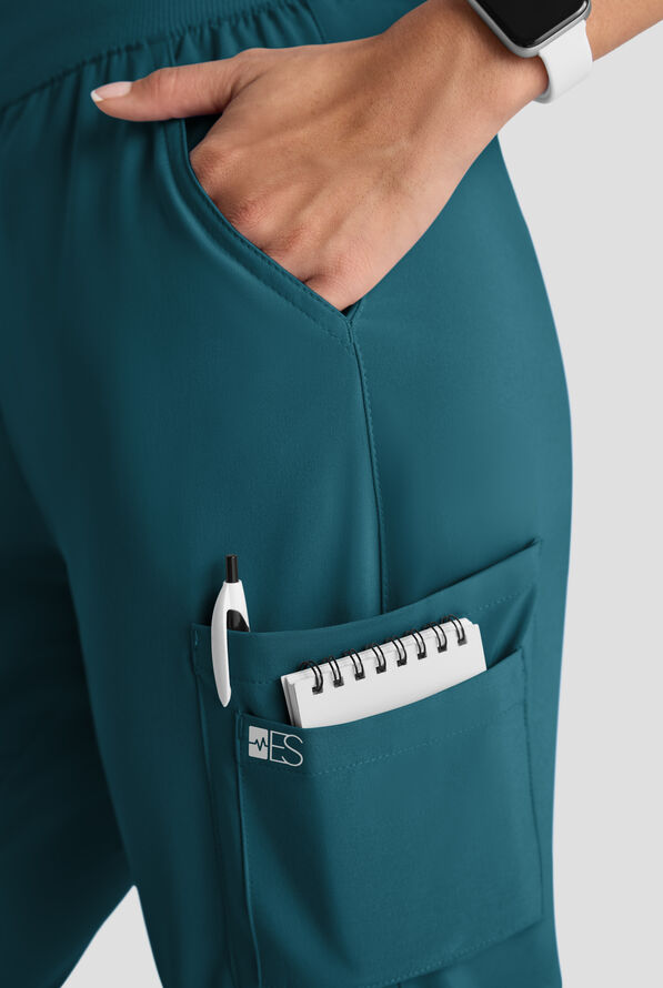 Conjunto de uniforme m&eacute;dico Easy STRETCH con 10 bolsillos para mujer - Caribbean Blue - 6