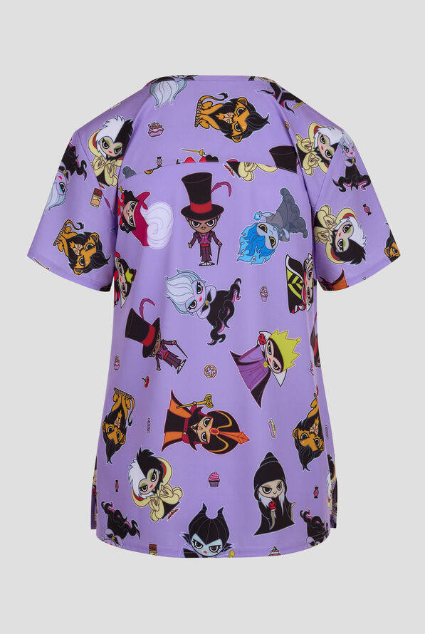 Disney Villains Halloween by Funscrubs Women's 2-Pocket STRETCH V-Neck Print Scrub Top - null - 2