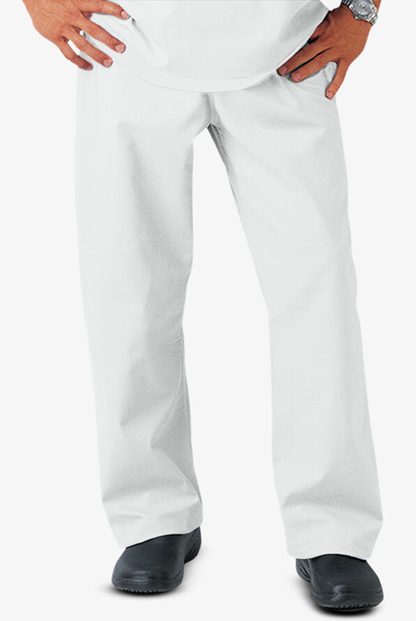Fashion Seal Unisex 1-Pocket 100% Cotton Reversible Scrub Pants - White - 1