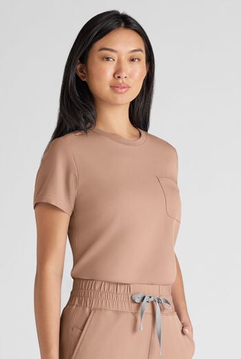 Blusa m&eacute;dica ReSurge Citrine con cuello redondo y 1 bolsillo para mujer