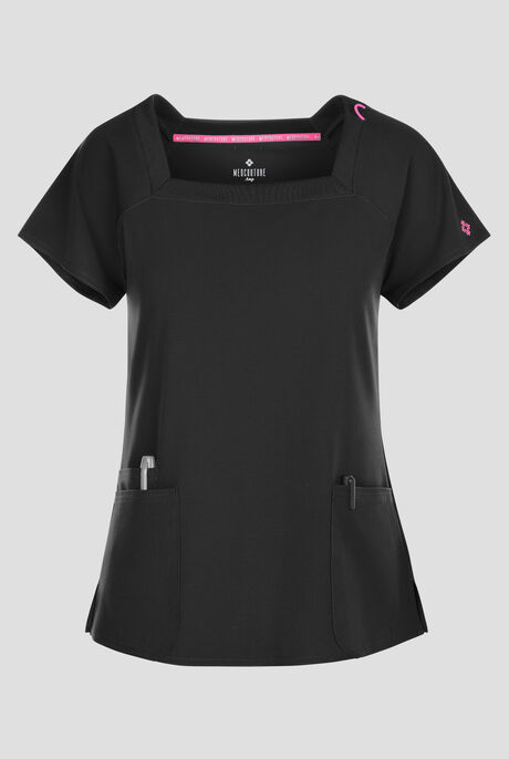 Med Couture Amp Women's 3-Pocket STRETCH Raglan Sleeve Square Neck Scrub Top