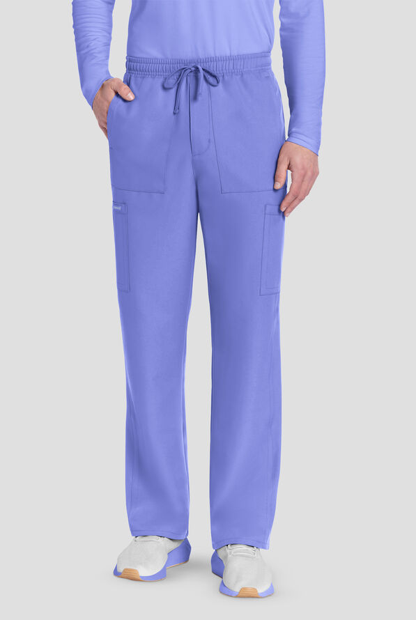 Cherokee Workwear Originals Ultra Men's 6-Pocket Straight Leg Drawstring Cargo Scrub Pants - Ceil Blue - 1