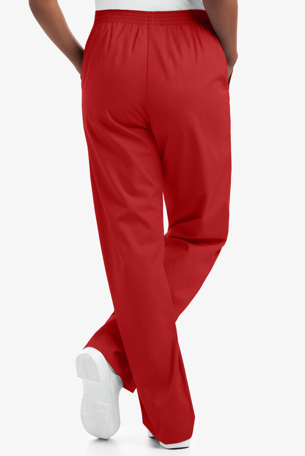 Butter-Soft Core Women's 2-Pocket Elastic Waist Scrub Pants - Tall - Red - 2