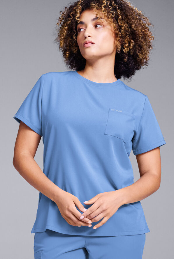 Hypothesis Women's Base Crew-Neck Tuck-In Scrub Top - Ceil Blue - 1