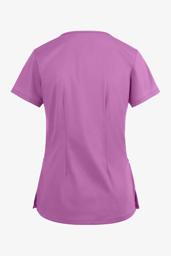 Blusa m&eacute;dica UA Butter-Soft STRETCH con cremallera en el cuello curvo y 4 bolsillos para mujer - Orchid - 4