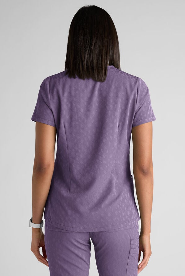 Blusa médica Easy STRETCH Lina con cuello en V y 4 bolsillos para mujer - Purple Dusk - 5