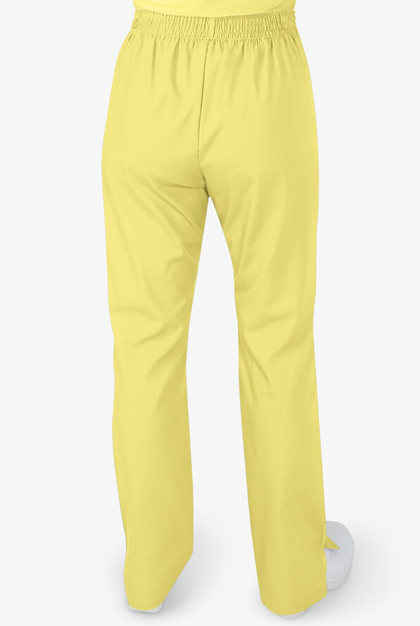 Butter-Soft STRETCH Women's 2-Pocket Flat Front with Back Elastic Scrub Pants - Lemon Sherbet - 3