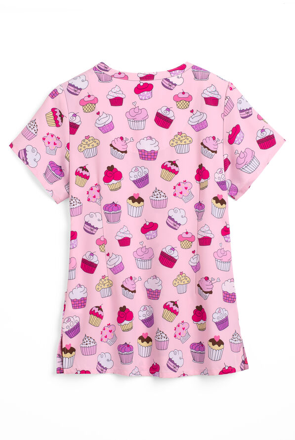 Maevn Cupcake Heaven Women's 3-Pocket V-Neck Print Scrub Top - null - 2